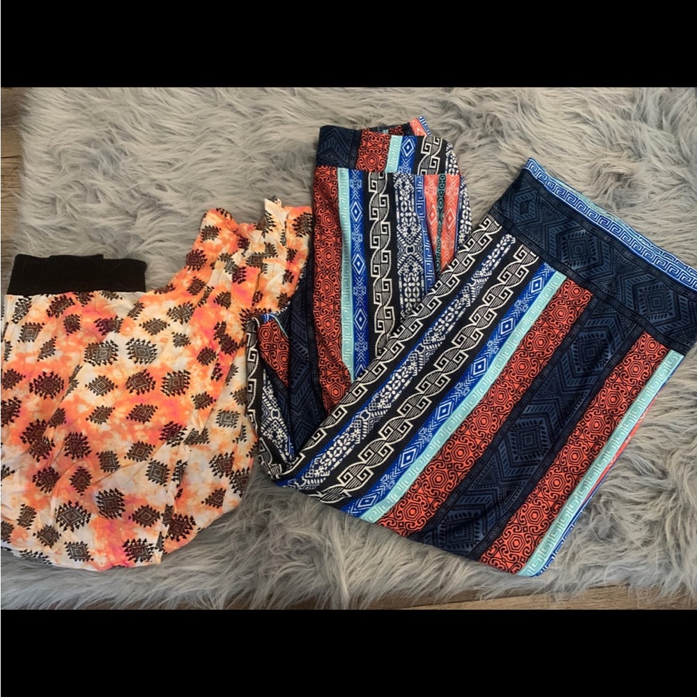 Women’s dress pants Xs orange bottoms and S-M stretchy wide leg pants
